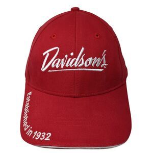 Davidson's Established in 1932 Strapback Hat Red OS Adjustable Mountain Lakes